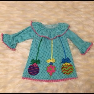 Mud Pie Aqua Corduroy Christmas Dress 12-18mo
